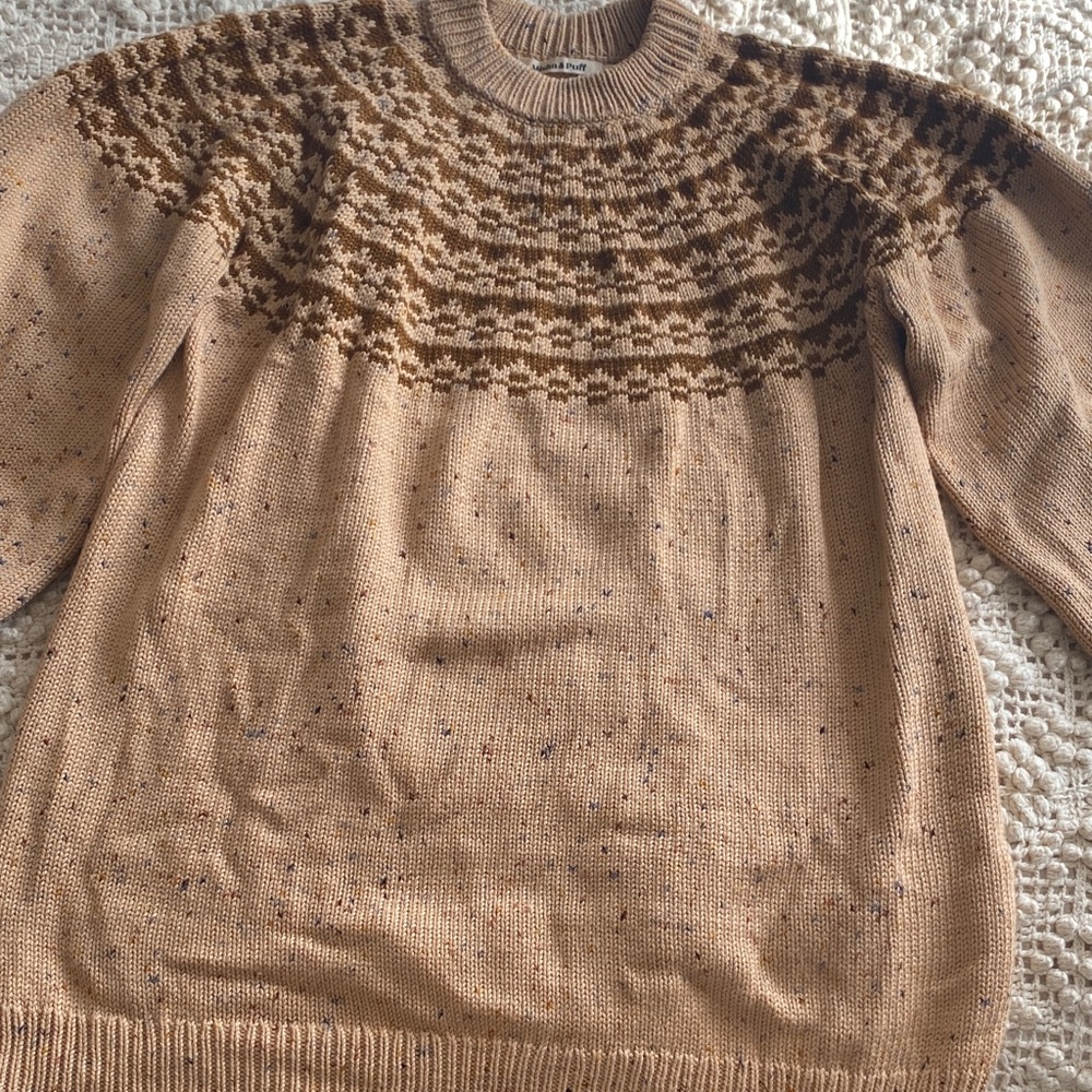 Oversized Fair Isle Sweater in Camel Confetti - Picture 2 of 8